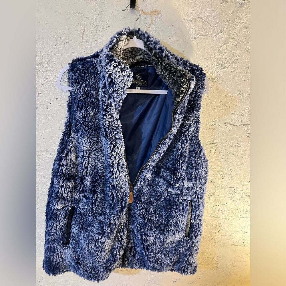 Simply Southern Navy Blue Faux Fur Vest